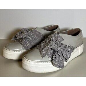 AGL Attilio Giusti Leombruni Gray Patent Leather Bow Platform Snaeaker 40/ US 10